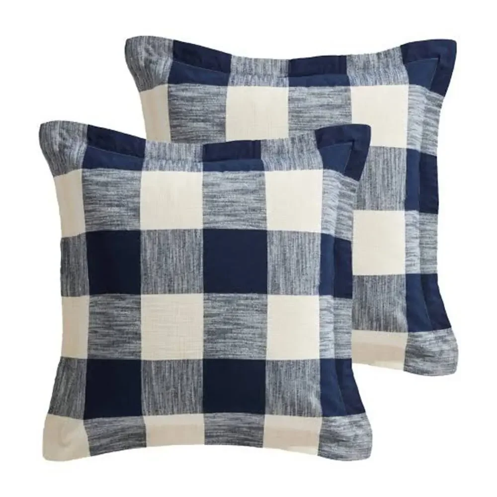 Levtex Home HIGHLAND PLAID NAVY EURO SHAM SET OF 2 26x26 Buffalo Check